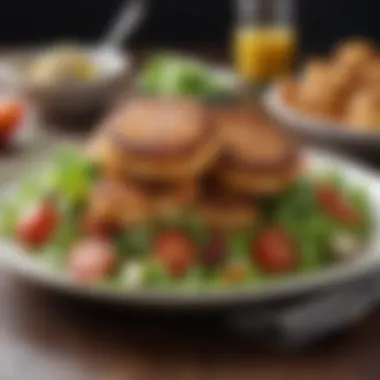 Delicious chicken patties served on a vibrant salad