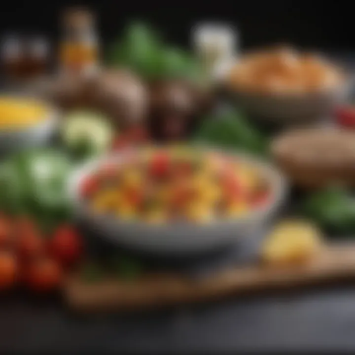A vibrant assortment of fresh ingredients ready for a quick meal preparation.