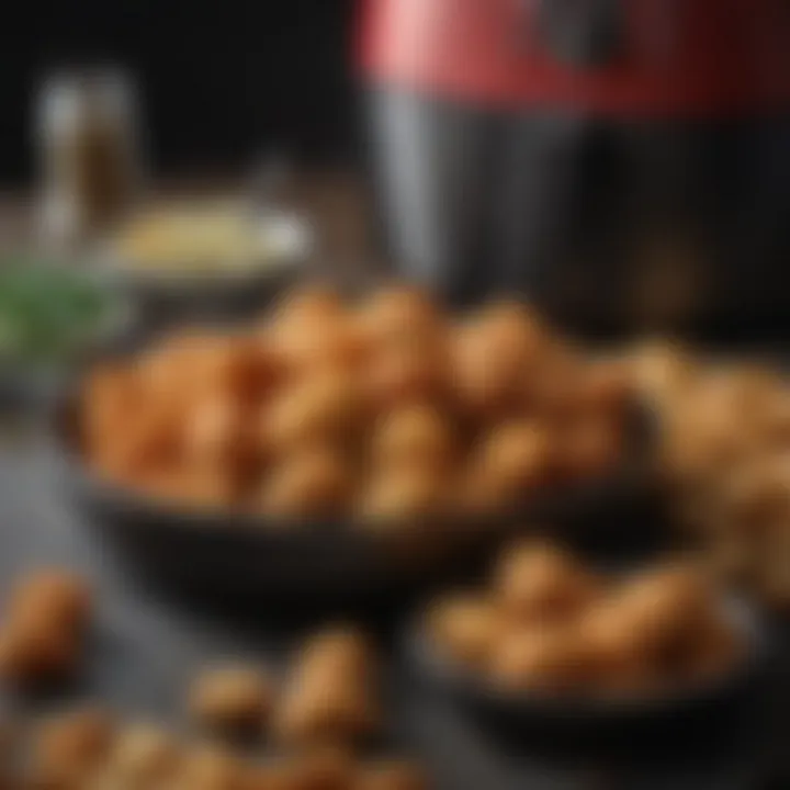 Close-up of crispy food prepared in the Insignia Air Fryer