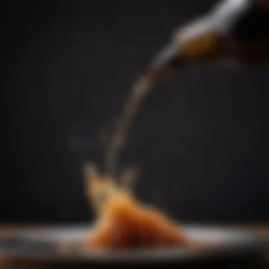 Elegance of Japanese Soy Sauce in Culinary Use Close-up of pouring soy sauce