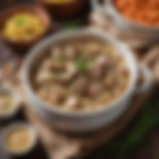 A rich and creamy bowl of Keto Beef Stroganoff garnished with fresh herbs