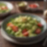 A beautifully plated avocado salad with fresh ingredients