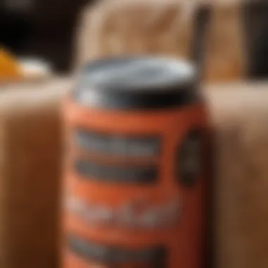 A close-up view of a Koozie demonstrating its insulating properties