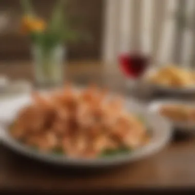 A vibrant table setting featuring Kroger's crunchy butterfly shrimp as the centerpiece of a casual dining experience.