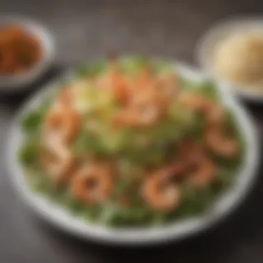 A beautifully plated dish featuring Kroger's butterfly shrimp paired with a fresh salad.