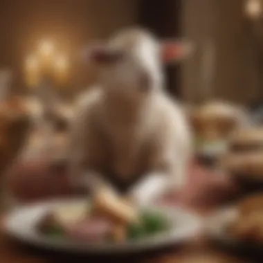 Traditional Passover Seder table featuring lamb