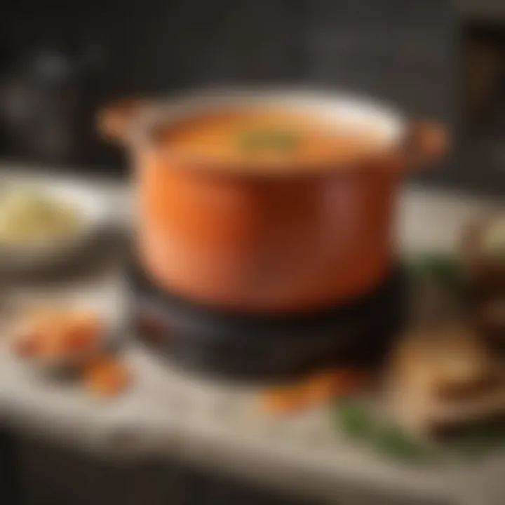 Delicious soup simmering in the Le Creuset Signature Soup Pot, showcasing its cooking performance.