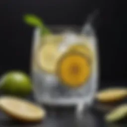 Refreshing lemon and lime water in a glass with slices of fruit