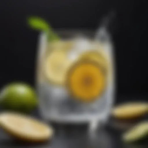 Refreshing lemon and lime water in a glass with slices of fruit