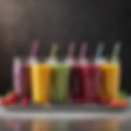 Colorful array of nutrient-rich smoothies in various flavors