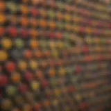 A collection of colorful magnetic spice cans arranged on a metallic surface