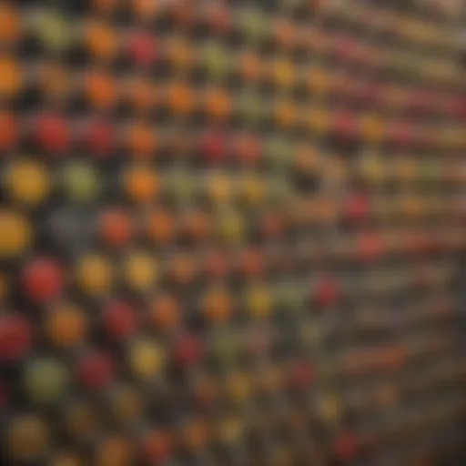A collection of colorful magnetic spice cans arranged on a metallic surface