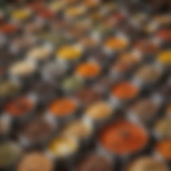 Close-up of magnetic spice cans showcasing labels and contents