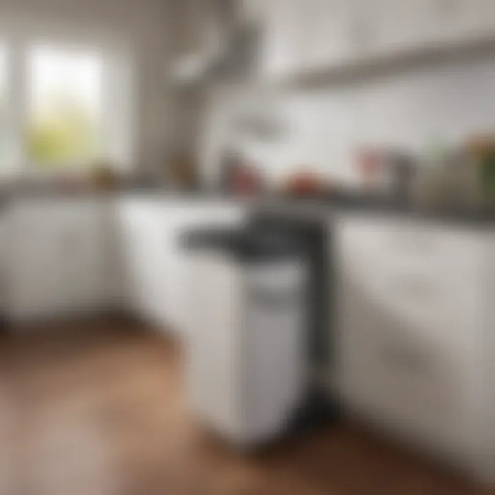 A well-organized kitchen with a Mainstays garbage can