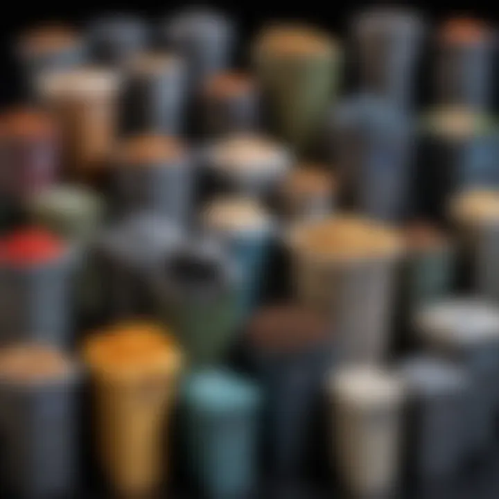 An assortment of Mainstays garbage cans in different sizes