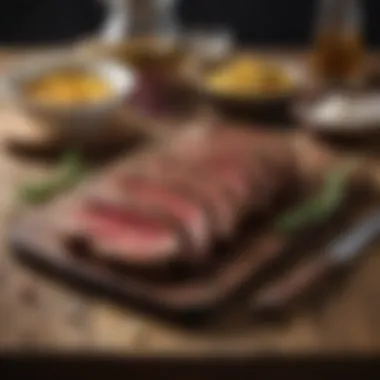 A variety of marinade ingredients displayed on a rustic wooden table