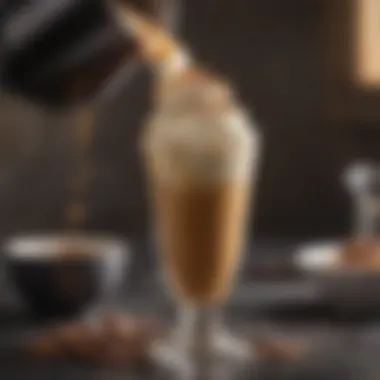 Rich espresso being poured over creamy gelato