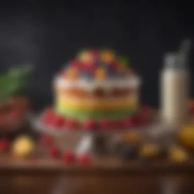 Essential Cake Ingredients An array of colorful cake ingredients arranged aesthetically.