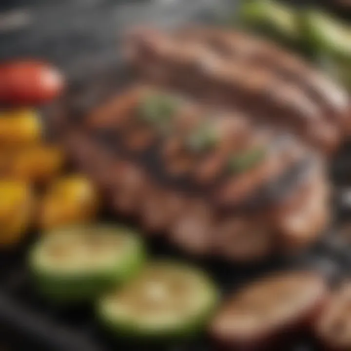 Grilled meats and vegetables showcasing perfect grill marks