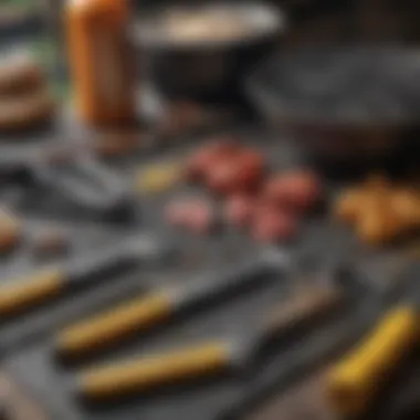 Safety and Maintenance Tools Safety gear and maintenance tools for charcoal grilling