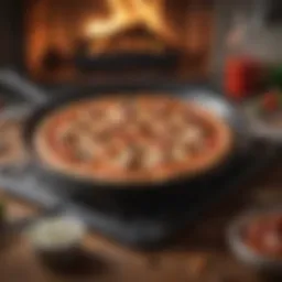 Stove top pizza cooking in a skillet