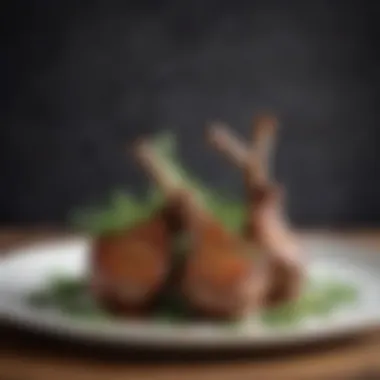 Plated lamb chops garnished with fresh herbs