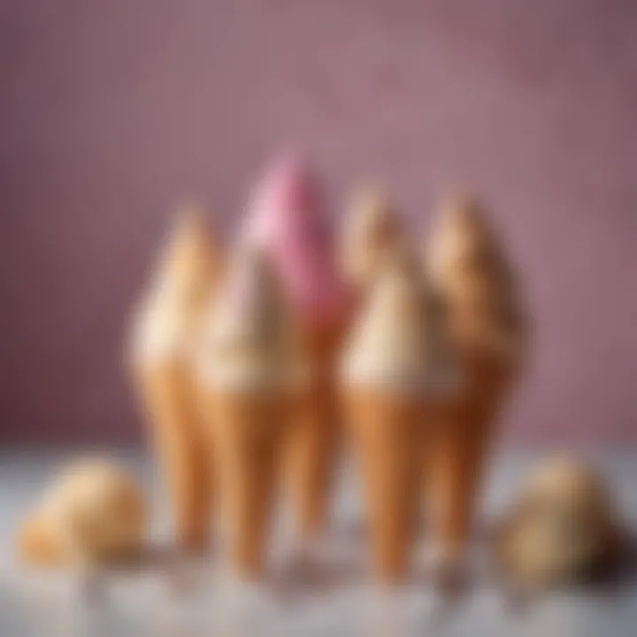 A delightful array of homemade ice cream cones set against a cheerful background, inviting enjoyment.