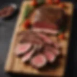 Different cuts of steak arranged elegantly on a wooden board