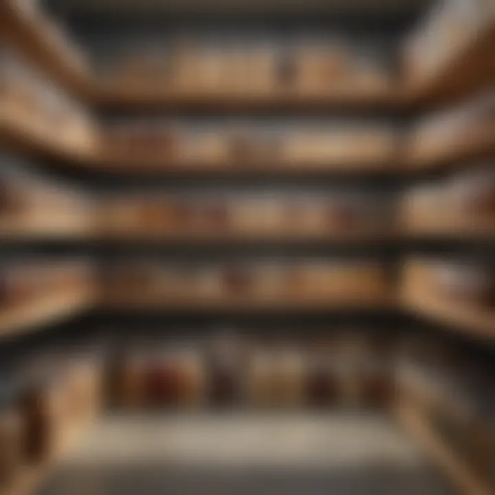 A well-organized pantry showcasing bulk storage jars filled with various grains and legumes.