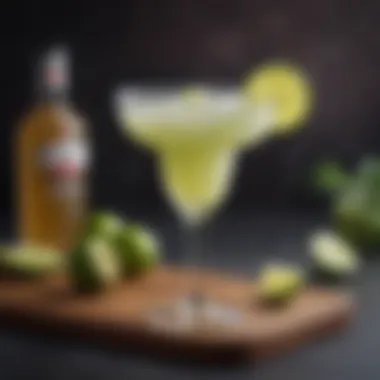 Chilled Frozen Margarita Presentation Chilled frozen margarita served in a classic glass with a colorful garnish.