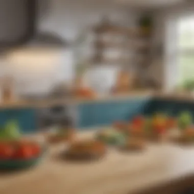 A vibrant kitchen scene featuring fresh ingredients and a smartphone with a meal planning app.