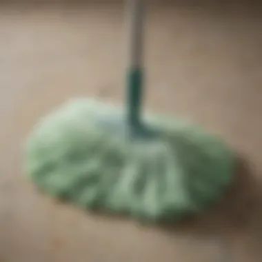 A close-up of a microfiber mop head demonstrating its fine fibers.