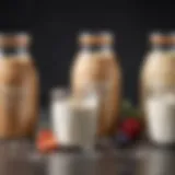A variety of non-dairy milk alternatives in glass jars