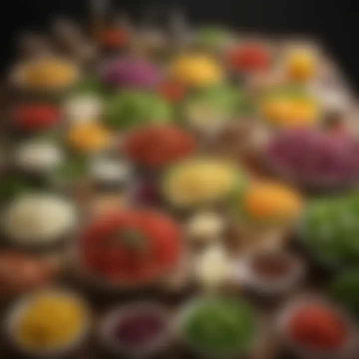A DIY salad bar setup with ingredients for personal customization