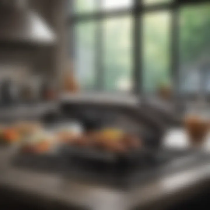An overview of the Ninja Indoor Smokeless Grill in a modern kitchen setting