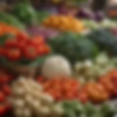 Vibrant vegetables displayed in a market