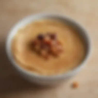 Close-up of oat pancake batter in a bowl