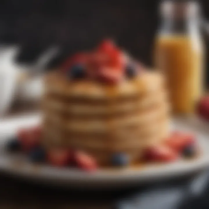 Fluffy oat pancakes stacked with syrup and fruit