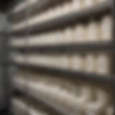 An organized freezer with labeled containers of ricotta for easy access.