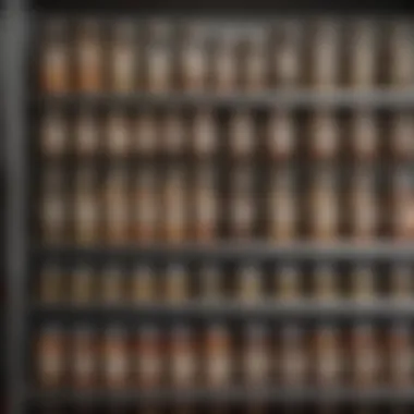 Essential Barbecue Seasonings in an Organized Rack A neatly organized spice rack featuring various barbecue seasoning jars.