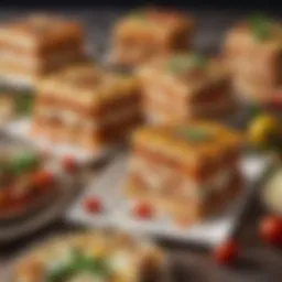 An elegant arrangement of different types of lasagna noodles showcasing their textures and colors.