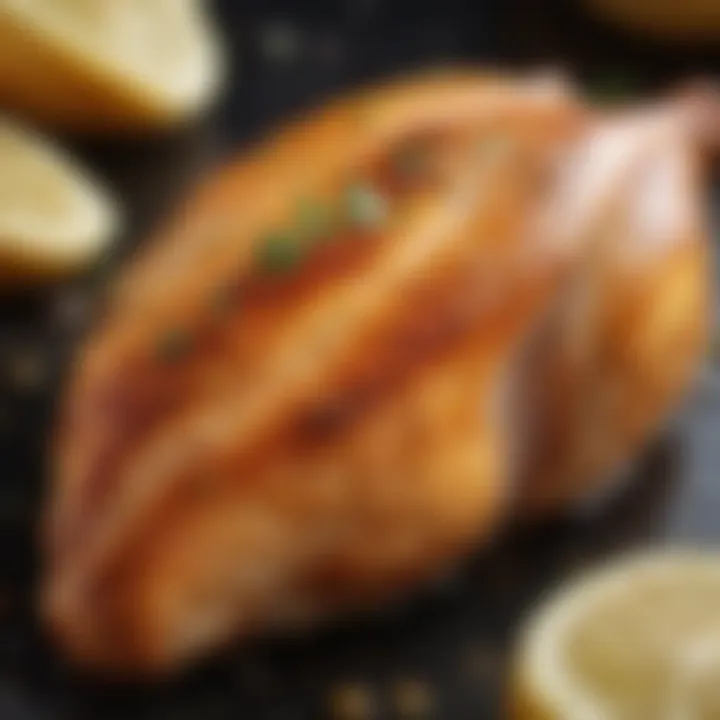 Close-up of golden browned chicken breast