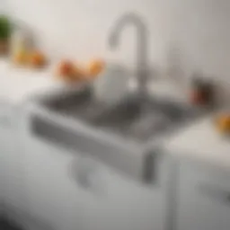 Sleek modern over the sink dish drainer showcasing a minimalist design