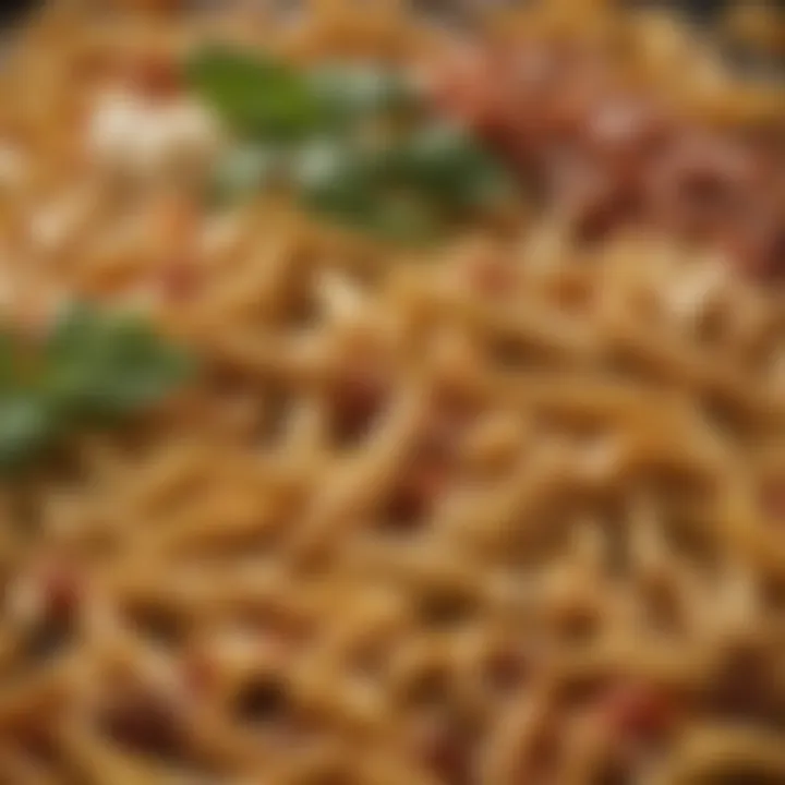 A close-up of fresh ingredients used in penne with chicken