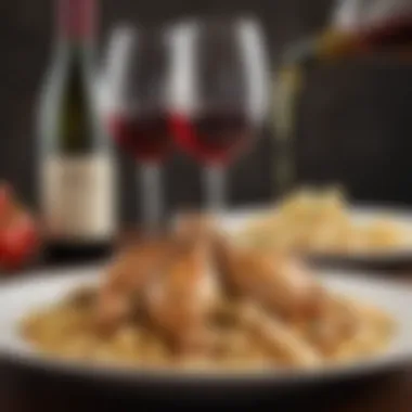 A delightful pairing of wine and penne with chicken