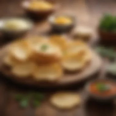 Parmesan Crisps with Dips A stylish arrangement of Parmesan crisps paired with dips