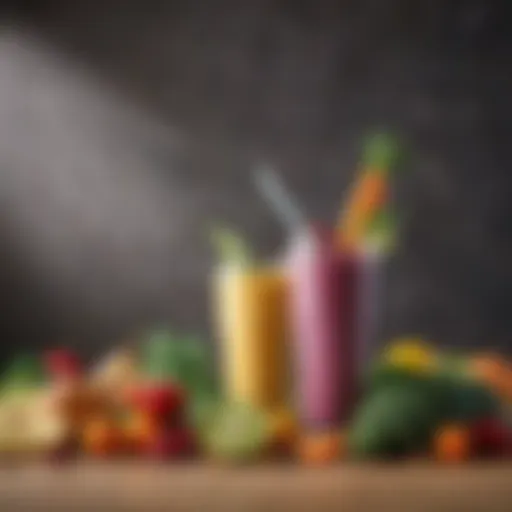 Colorful array of fresh fruits and vegetables ready for smoothies