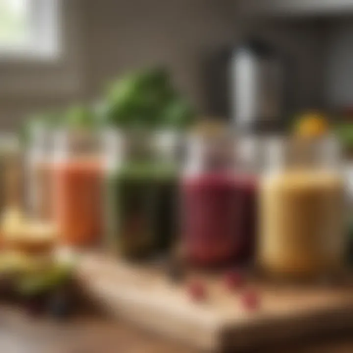 Glass jars filled with pre-portioned smoothie ingredients