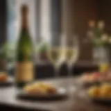 A sparkling glass of Prosecco beside an elegant brunch setting