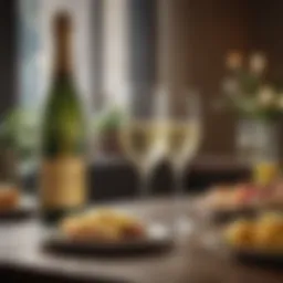 A sparkling glass of Prosecco beside an elegant brunch setting